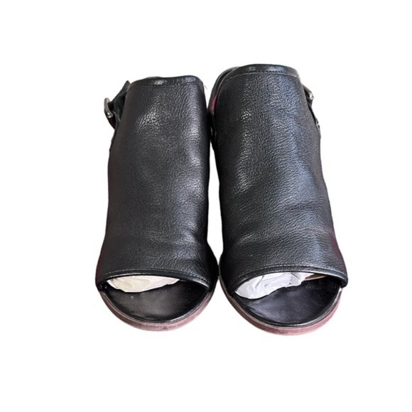 Franco Sarto Black Leather Humour Block Heel Sandal - Picture 7 of 7